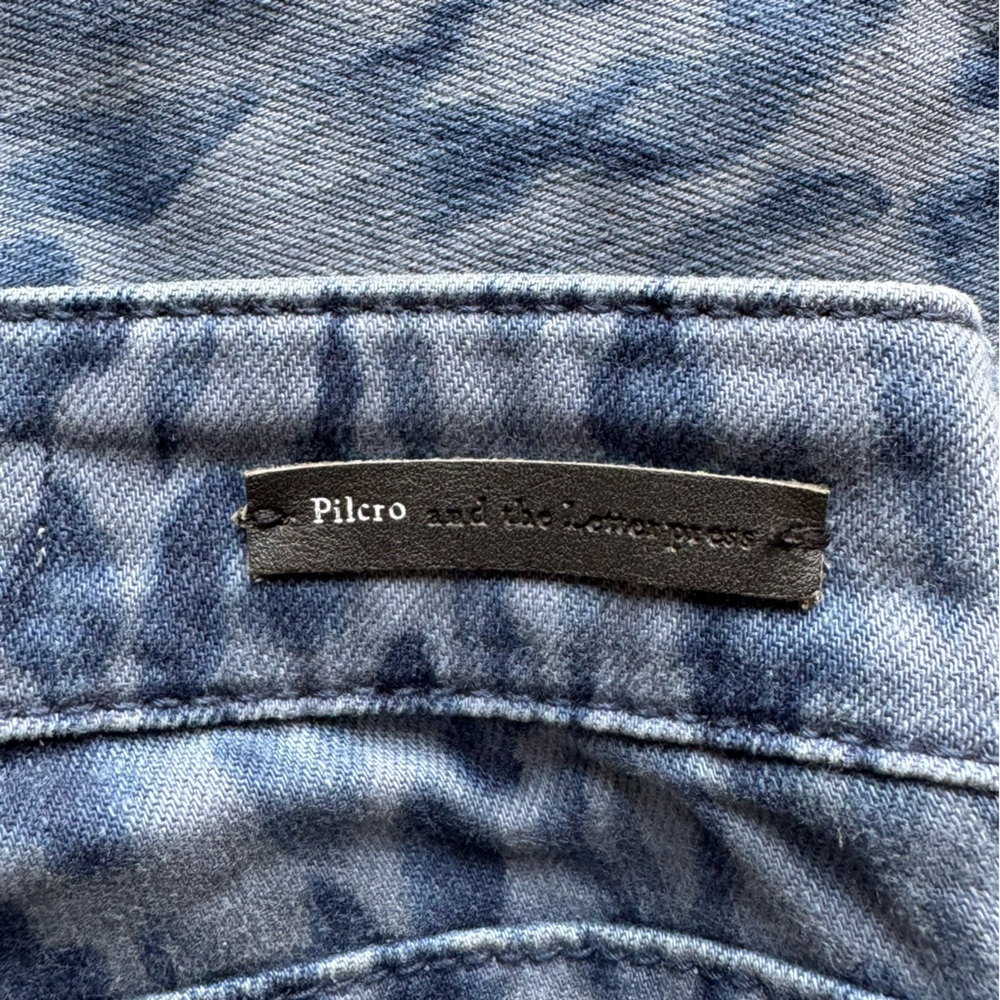Pilcro Anthropologie Blue Leopard/cheetah Print Jeans (28) Mid Rise Skinny - Picture 6 of 16
